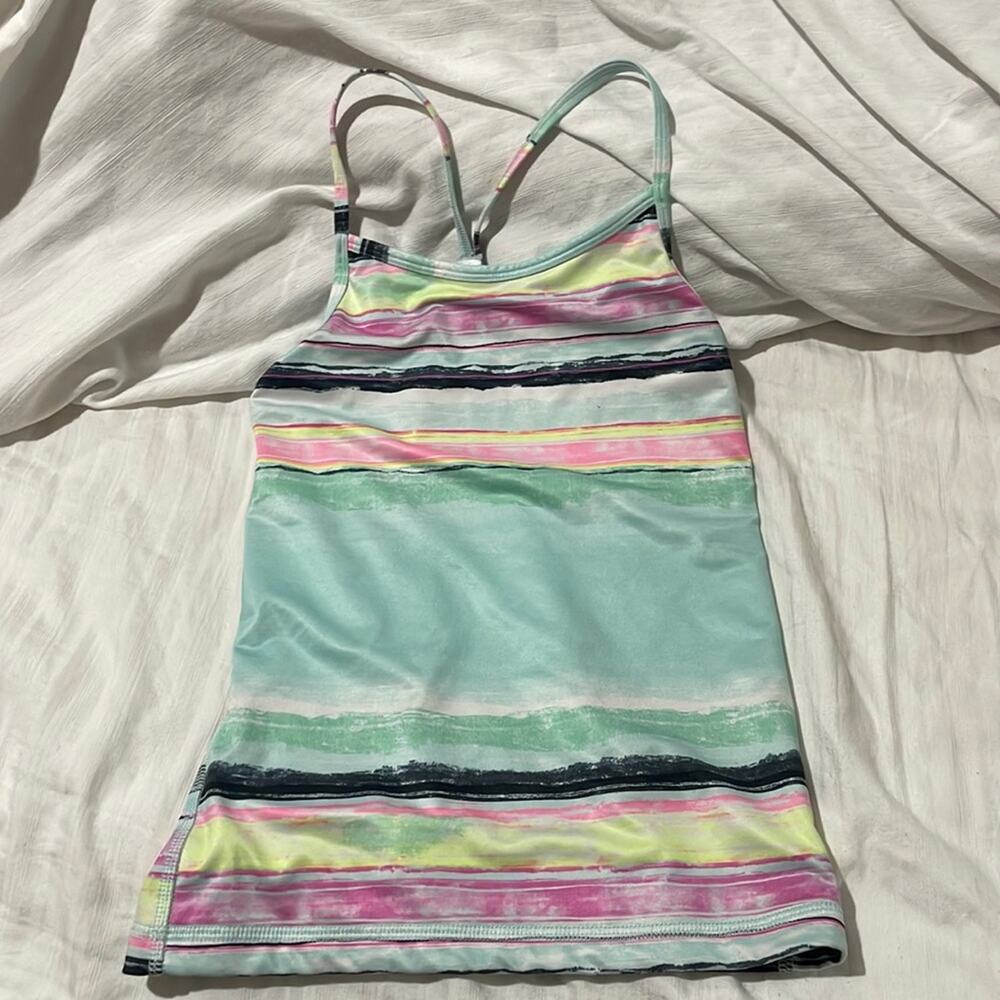 Ivivva 6 athletic tank top fitted striped workout dance gym cheers euc